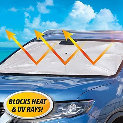 Windshield Sun Shade, Compact Folding Design, Easy to Store,One-Size (31x57"), As Seen on TV